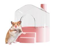 Hamster Sand Bath Container, Large Transparent Sandbox, Small Animal House, 7.28x6.93x6.77 Inches, Cleaning, Playing, Exploring, Hiding, Sleeping, for Hamsters and Lemmings
