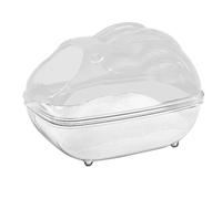 Hamster Sand Bath Container - Transparent Bathing Box, Gerbil Cleaning Tub, Chinchilla Grooming Tray Rounded Edge Structure Ventilated Space Comfortable Entry Dust Bath Area Habitat Accessory