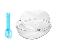 Hamster Sand Bath Container, transparente para mascotas Shower Room, 5,12 x 4,13 in Large Hamster Toilet with Scoop Set, Small Animal Cage Accessories for Pet Care and Hygiene