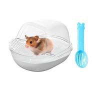 Hamster Sand Bath Container, transparente para mascotas Shower Room, 5,12 x 4,13 in Large Hamster Toilet with Scoop Set, Small Animal Cage Accessories for Pet Care and Hygiene