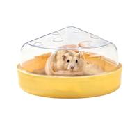 Hamster Sand Box - Cheese-Shaped Transparent Fun Container | Small Animal Dust Bath | Playing Exploring Hiding Sleeping Bowl for Gerbil Toilet Home Playground Travel Mouse