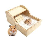 Hamster Sand Box, Hamster Bañera de madera con contenedor de escalera para enriquecer Pet-Care Comfort Home Jaula Estilo de vida Bienestar Higiene Actividad