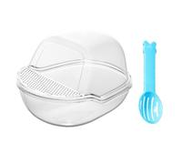 Hamster Sandbad Wanne, Hamster Sandbadbehälter Dust Duschbad für Haustierkäfig, große transparente Hamster Toilet mit Schaufel Set, kleine Tiere Käfigzubehör