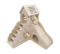 Hamster Shelter House - Duals Story Animal Hideaway con escaleras y túneles | Hábitat de mamíferos pequeños portátiles para hámsters enanos, chinchillas, jerbos, muebles de valla para configuración de