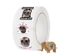 Hamster Stickers - Weird Decals, 500 Pieces Sad Hamster Stationery For Craft Bins, 10-Pattern Cute Animal Label With Glossy Finish, Scrapbook Supply, Vinyl Graphic For Flasks, Notebooks And Tablets