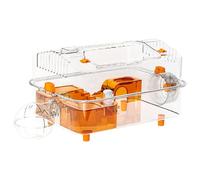 Hamster Tank, Small Animal Habitat, Hide Out Cage Shelter, Clear Activity Space with Wheel and Dispenser, Decorative Resting Sleeping Zone for Bunny Chinchilla Playing Hiding
