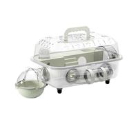 Hamster Travel Cage Habitat - PP Double Layer Transparent Enclosure 37x25x22cm With 55mm Tunnel Tubes And Silent Exercise Wheel - DIY Detachable Villa Style Home For Dwarf Hamsters Gerbils