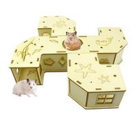 Hamster Tubes, Tunnel Maze, Wooden Puzzle House, Enrichment Toy Set, Gerbil Toys for Cage, Exercise Fun, Exploration, Indoor Activity, Interaction 8.66x8.66x1.97 Inches