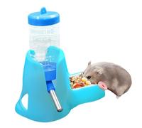 Hamster Wasserspender & Futterspender - 80ml Kleintier Trinkflasche | Automatischer Futterautomat | Verdicktes Gehäuse Für Zwerghamster, Geruchloses PP Zubehör, Blau Rosa Gelb Farbwahl