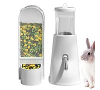 Hamster Water Dispensers, Food Dispenser Set, 6,1 x 3,94 x 2,17 pulgadas, Cage Accessories Kit, Spill Proof Dish Bowl for Dwarf Hamsters, Gerbils, Chinchillas and Bunnies, White