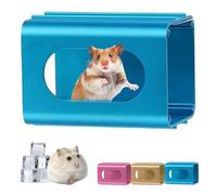 Hamsters Cooling Tunnel, Hamsters Instant Cooling Metal House, Portable Hanging Aluminum Hideout House for Small Animals Gerbils Squirrels Hedgehog Chinchilla (Blue)