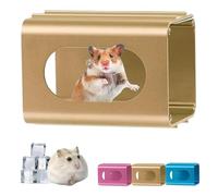 Hamsters Cooling Tunnel, Hamsters Instant Cooling Metal House, Portable Hanging Aluminum Hideout House for Small Animals Gerbils Squirrels Hedgehog Chinchilla (Gold)