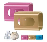 Hamsters Cooling Tunnel, Hamsters Instant Cooling Metal House, Portable Hanging Aluminum Hideout House for Small Animals Gerbils Squirrels Hedgehog Chinchilla (Pink+Gold)