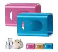 Hamsters Cooling Tunnel, Hamsters Instant Cooling Metal House, Portable Hanging Aluminum Hideout House for Small Animals Gerbils Squirrels Hedgehog Chinchilla (Blue+Pink)