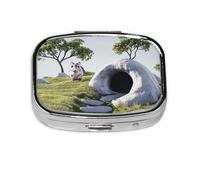 Hamster's Home - Pastillero para viajes, organizador cuadrado portátil con compartimentos para medicamentos, vitaminas y suplementos, diseño de metal duradero.