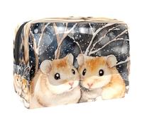 Hamsters on The Snow - Bolsa de cosméticos para mujer, bolsa de aseo de viaje, bolsa organizadora de maquillaje de PVC con cremallera, multicolor, 18.5x7.5x13cm/7.3x3x5.1in, Neceser