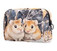 Hamsters on The Snow - Bolsa de cosméticos para mujer, bolsa organizadora de maquillaje grande con cremallera, multicolor, 18.5x7.5x13cm/7.3x3x5.1in, Neceser