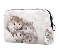 Hamsters Play in The Snow - Bolsa de cosméticos para mujer, neceser de viaje, bolsa organizadora de maquillaje grande con cremallera, multicolor, 18.5x7.5x13cm/7.3x3x5.1in, Neceser
