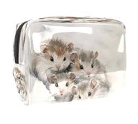 Hamsters Play in The Snow - Bolsa de cosméticos para mujer, neceser de viaje, grande, de PVC, organizador con cremallera, multicolor, 18.5x7.5x13cm/7.3x3x5.1in, Neceser