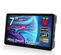 HAMTYSAN Pantalla HDMI pequeña de 7 pulgadas 800 x 480 con funda, pantalla LCD para Raspberry Pi 5/4/3/2/Jetson Nano Win11/10/8/7, altavoces duales, no táctil
