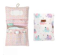 HAMUR HOME Bolsa De Pañales 2 En 1 Y Bolsa De Cosméticos - Práctica Bolsa para Pañales De Mamá Toallitas Y Crema - Organizador para Bebés (Elephant)