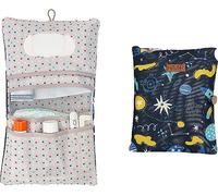 HAMUR HOME Bolsa De Pañales 2 En 1 Y Bolsa De Cosméticos - Práctica Bolsa para Pañales De Mamá Toallitas Y Crema - Organizador para Bebés (Space)