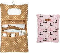 HAMUR HOME Bolsa De Pañales 2 En 1 Y Bolsa De Cosméticos - Práctica Bolsa Para Pañales De Mamá Toallitas Y Crema - Organizador Para Bebés (Swan)