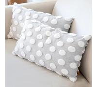 HAMUR HOME Conjunto De 2 Fundas De Cojín 30 X 50 Cm - Funda De Cojín Boho Decorativa - Funda Decorativa De Almohadón para Sofá - Fundas De Almohadón Decorativas para Salón (Point Gris)