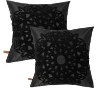 HAMUR HOME Conjunto De 2 Fundas De Cojín 45 X 45 Cm - Funda De Cojín Boho Decorativa - Funda Decorativa De Almohada para Sofá - Fundas De Almohadón Decorativas para Salón (Pretty Negro)