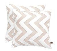 HAMUR HOME Conjunto De 2 Fundas De Cojín 45 X 45 Cm - Funda De Cojín Boho Decorativa - Funda Decorativa De Almohada para Sofá - Fundas De Almohadón Decorativas para Salón (Line Beige)