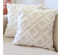 HAMUR HOME Conjunto De 2 Fundas De Cojín 45 X 45 Cm - Funda De Cojín Boho Decorativa - Funda Decorativa De Almohada para Sofá - Fundas De Almohadón Decorativas para Salón (Mila Crudo)