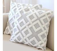 HAMUR HOME Conjunto De 2 Fundas De Cojín 45 X 45 Cm - Funda De Cojín Boho Decorativa - Funda Decorativa De Almohada para Sofá - Fundas De Almohadón Decorativas para Salón (Mila Gris)
