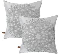 HAMUR HOME Conjunto De 2 Fundas De Cojín 45 X 45 Cm - Funda De Cojín Boho Decorativa - Funda Decorativa De Almohada para Sofá - Fundas De Almohadón Decorativas para Salón (Pretty Gris)