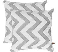 HAMUR HOME Conjunto De 2 Fundas De Cojín 45 X 45 Cm - Funda De Cojín Boho Decorativa - Funda Decorativa De Almohada para Sofá - Fundas De Almohadón Decorativas para Salón (Line Gris)