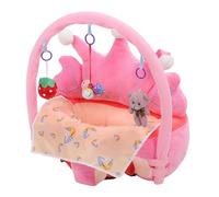 Hamwesh Asiento de Apoyo para bebé, Asiento Plegable de Felpa con Diseño para bebé, Silla de Suelo para con Juguetes de Actividades, Babero para Baba para Bebés de 4 Meses (PINK)