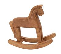 Hamwesh Caballo Mecedora de Madera, Adorno de Caballos Troyanos de Madera Tallada a Mano con un Diseño de Suerte Antiguo para la Decoración del Dormitorio de la Oficina en Casa