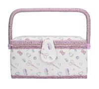 Hamwesh Caja de Costura, Pequeña Cesta de Costura de Tela de Primera Calidad, Portátil, Resistente Al Desgaste, a Prueba de Arrugas, Organizador de con Alfiletero Incorporado y Plegable para Coser,