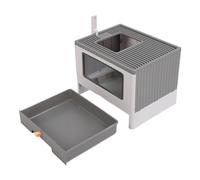Hamwesh Caja de de Gato Cerrada, Bandeja de Plegable con Cucharada para una Fácil Limpieza, Diseño de Tipo de Cajón para Gatos Interiores (Gray)