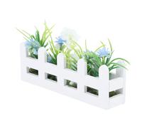 Hamwesh Cama de Flores para Casa de Muñecas, Decoración de Jardín de Flores en Maceta en Miniatura de Madera de Abedul de Alta Simulación, Accesorios de Jardín de Hadas con Diseño de Mezcla y (Azul