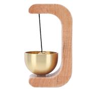 Hamwesh Campana de Apertura de Puerta, Marco de Madera de Roble Macizo, Timbre de Puerta de Latón Hecho a Mano, Campana Compacta con Respaldo Adhesivo, para Comerciantes, Tienda en Casa,
