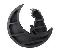 Hamwesh Cat on The Luna Estante de Cristal de Madera, Soporte de Pantalla de Múltiples Capas con Tornillos para Piedras de Cristales, Estante Flotante Montado en la Pared para Decoración del Hogar