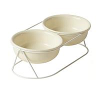 Hamwesh Cuencos Elevados de Cerámica para Gatos, Cuencos Dobles para Agua y Comida Que Reducen la Tensión del Cuello Elevados de Cerámica para Gatos, Cuenco Inclinado para con Soporte de Metal