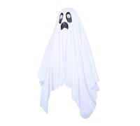 Hamwesh Disfraz de Fantasma, Poncho de Fantasma Espeluznante de Terror Ligero de Nailon Blanco, Disfraz de Cosplay de con Lindas Expresiones de Cara de para Fiestas Navideñas y Eventos Teatrales (L)