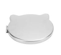 Hamwesh Espejo Compacto de Acero Inoxidable, Espejo de Maquillaje de Doble Cara, Diseño Inastillable, Reflejo Claro con Bolsa de Almacenamiento para Hombres, Mujeres y Niñas (Forma de Gato 2,7 x 2,6