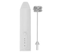 Hamwesh Espumador de Leche, Fabricante de Espuma Eléctrico de Mano, Batidor de Acero Inoxidable, Mezclador de Bebidas Recargable con un Botón de Inicio para café, Batido, Huevo y Capuchino (WHITE)