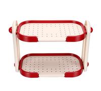 Hamwesh Estante de Escritorio con Portavasos, Organizador de Baño Multifuncional con Drenaje for Encimera de Cocina Cosméticos y Condimentos (Rojo Blanco)