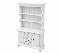 Hamwesh Estantería para Casa de Muñecas, Estantería en Miniatura a Escala 1:12 con 4 Cajones Que Se Pueden Abrir y 2 Gabinetes, Gabinete en Miniatura de Madera de Abedul con Diseño Retro para Casa
