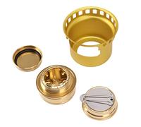 Hamwesh Estufa de Alcohol, Estufa de Camping Portátil a Prueba de Viento de Aleación de Aluminio Mini con Extendido para Acampar Picnic Mochilero Al Aire (GOLD)