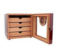 Hamwesh Gabinete de Humidor de Cigarros, Caja de Cigarro de Madera de Cedro con Humidificador e Higrómetro para Hombres, Contiene 100 para Viajar y Almacenamiento