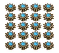 Hamwesh Hebillas Daisy Conchos, 20 Juegos de Remaches Decorativos Vintage con Detalles en Turquesa de Imitación para Proyectos de Arte de Tela Artesanal de Cuero (BLUE)